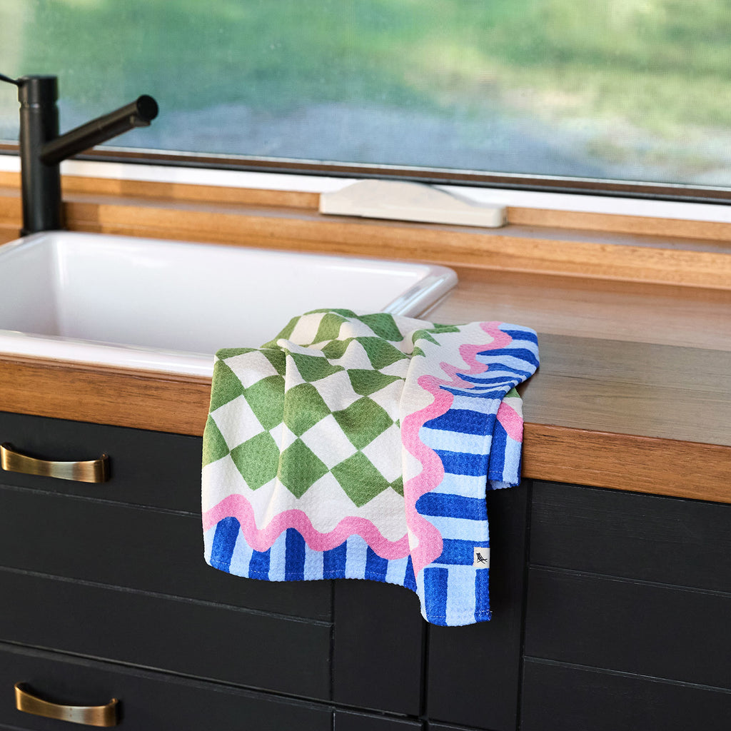 dock and bay tea towel