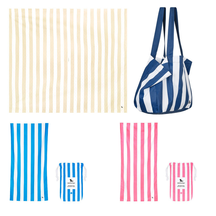Dock & Bay 2 x Beach Towel + Bag + Picnic Blanket - Ensemble A