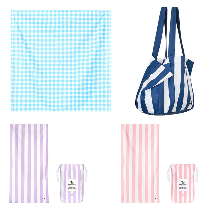 Dock & Bay 2 x Beach Towel + Bag + Picnic Blanket - Ensemble A