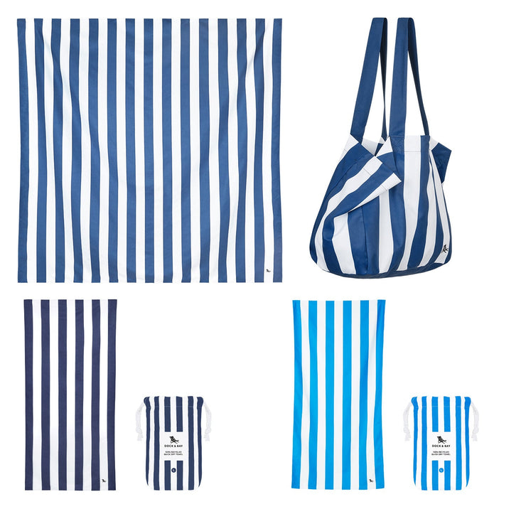 Dock & Bay 2 x Beach Towel + Bag + Jumbo Towel - Set of 4 (E)