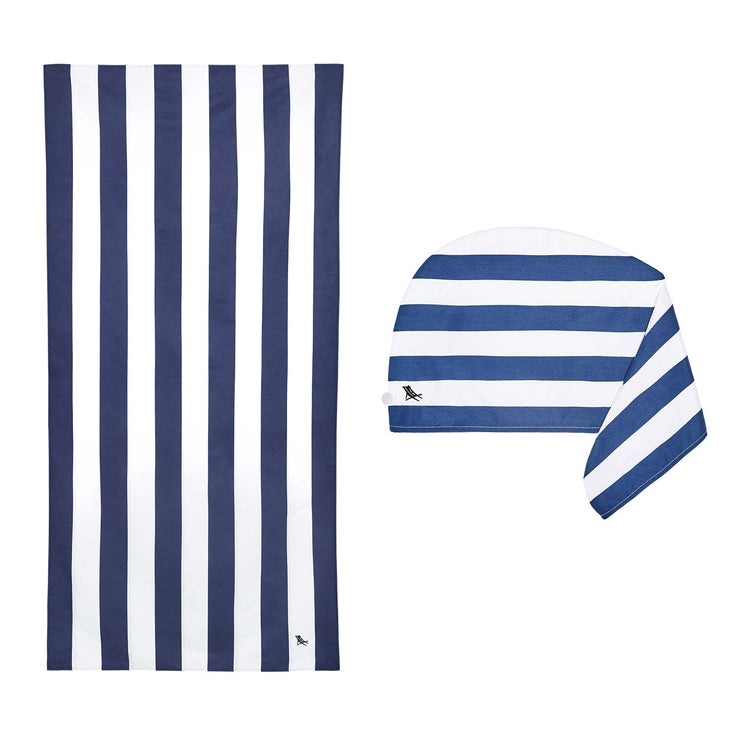 Dock & Bay Beach Towel + Hair Wrap Bundle - Whitsunday Blue