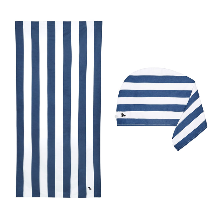 Dock & Bay Beach Towel + Hair Wrap Bundle - Whitsunday Blue