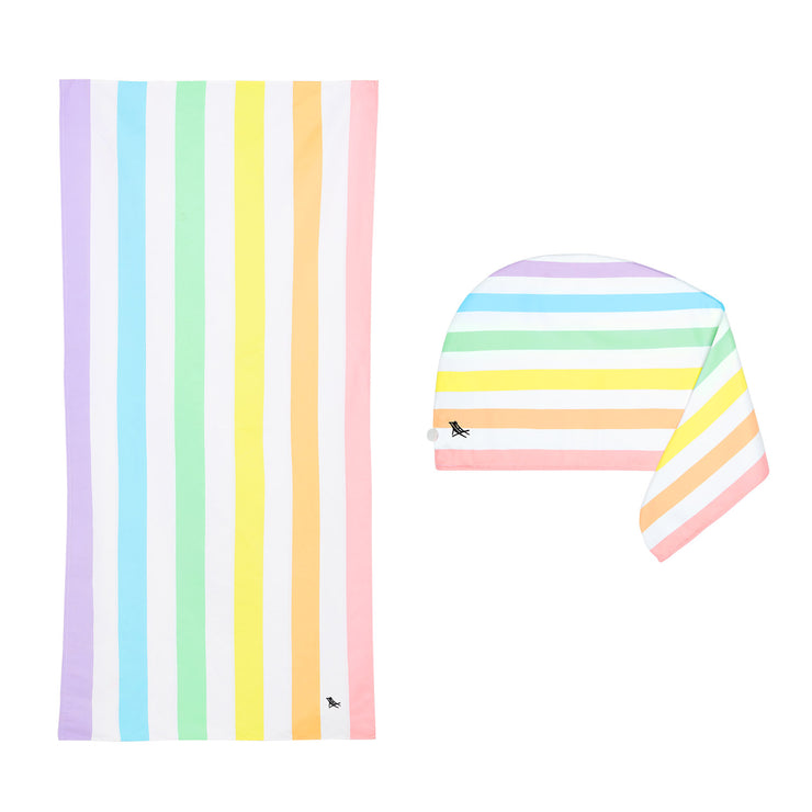 Dock & Bay Beach Towel + Hair Wrap Bundle - Unicorn Waves