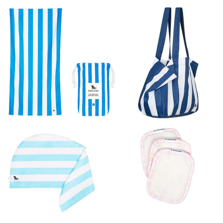 Dock & Bay Beach Towel + Bag + Hair Wrap + Makeup Remover - Ensemble A