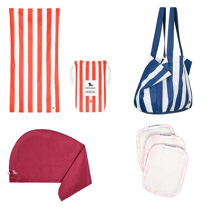 Dock & Bay Beach Towel + Bag + Hair Wrap + Makeup Remover - Ensemble A