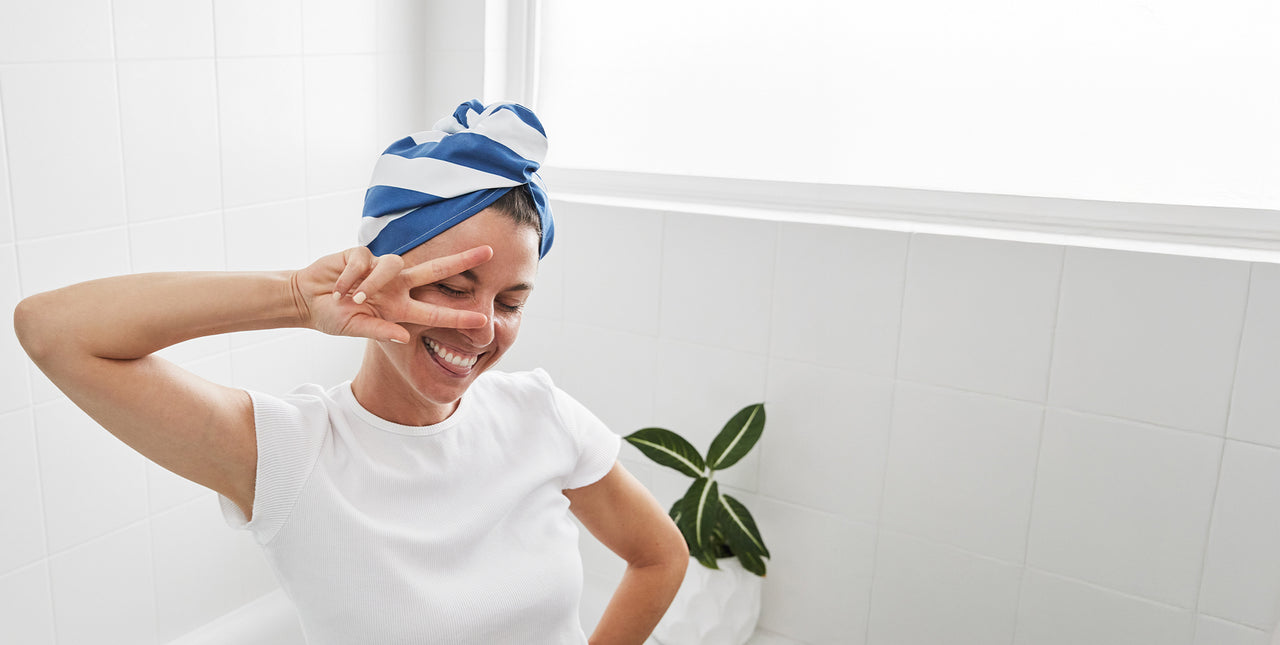 Serviette à cheveux Dock & Bay – Bleu Whitsunday