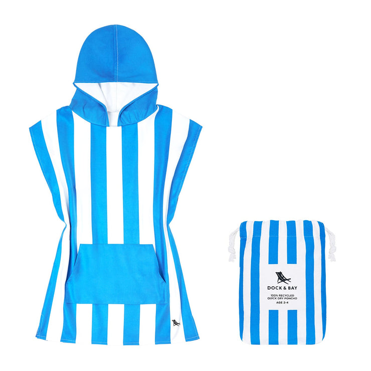 Kids Poncho - Quick Dry Hooded Towel - Bondi Blue