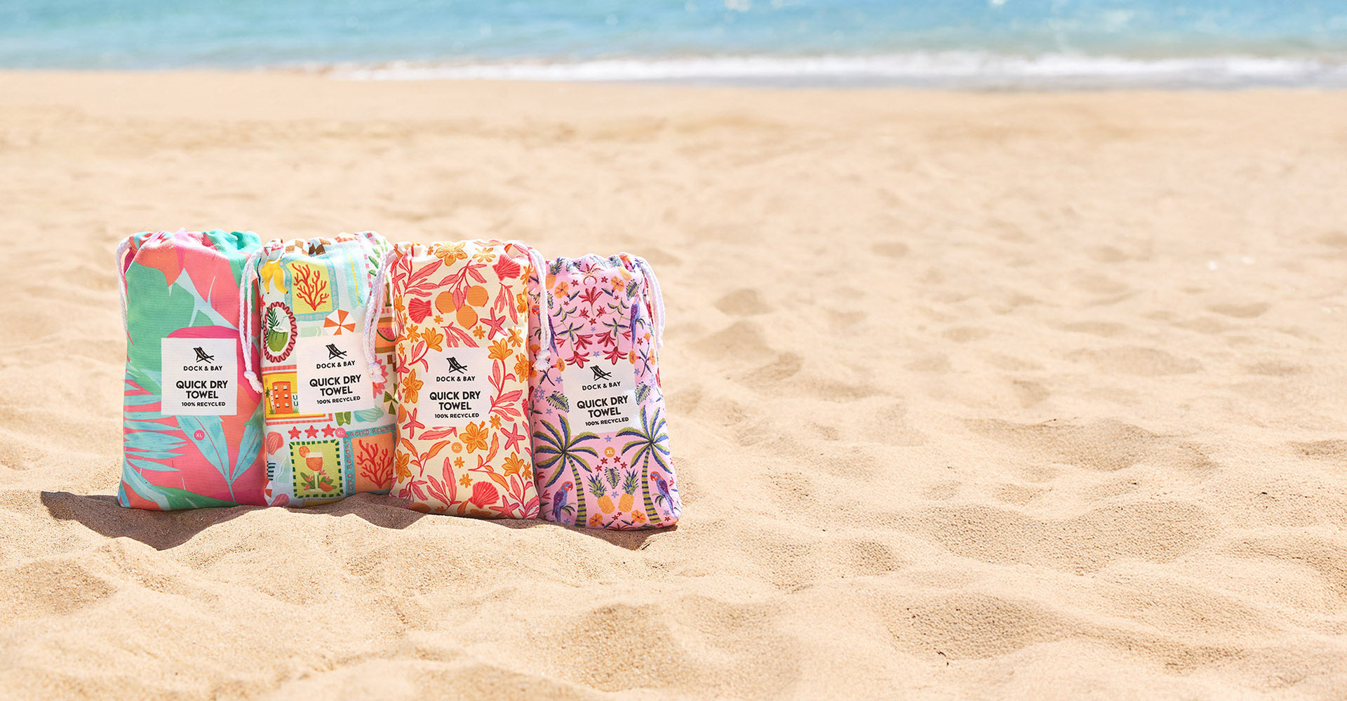 Dock & Bay Quick Dry Towels - Sunset Tropics (Set of 4)