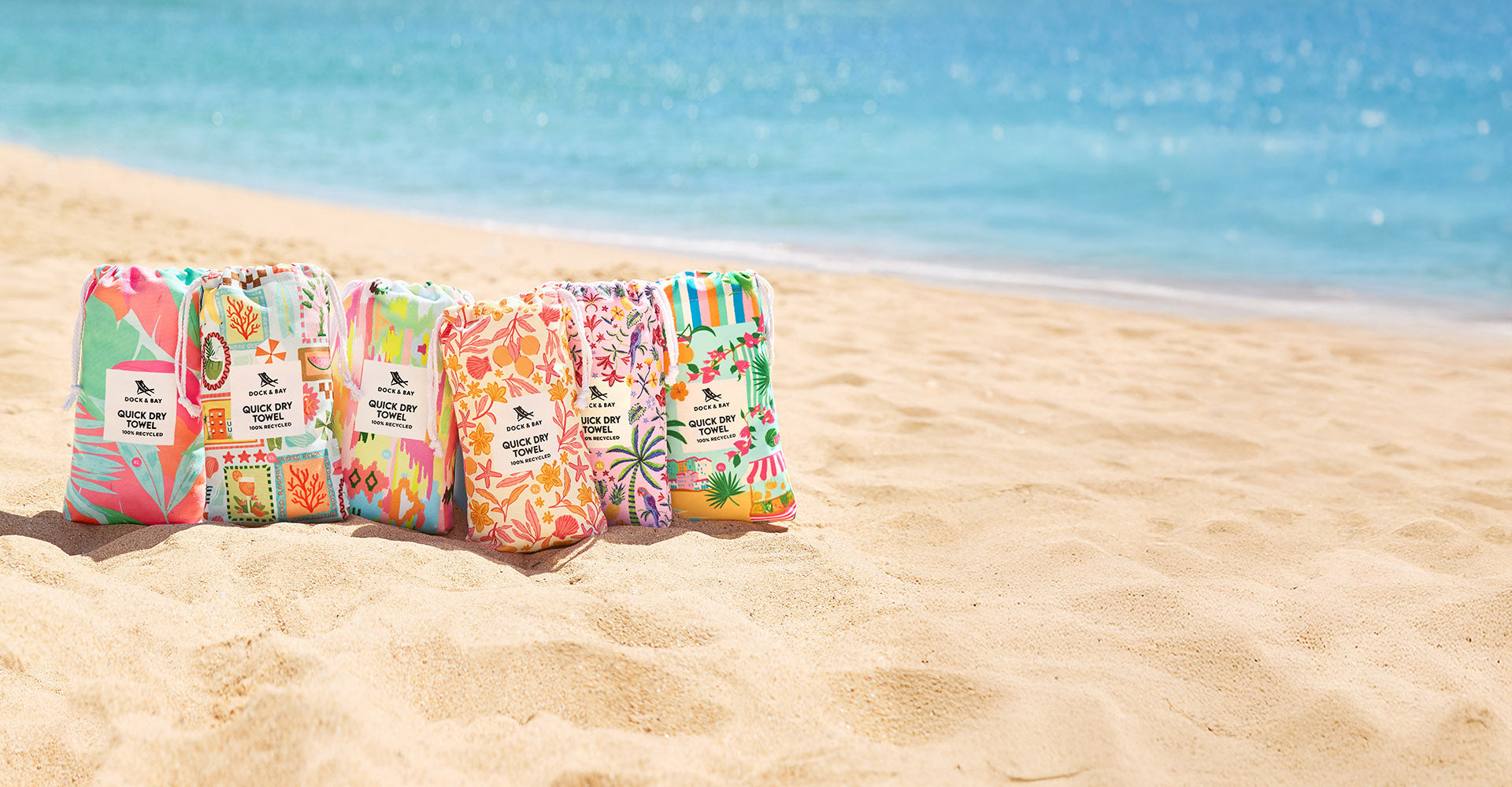 Serviettes à séchage rapide Dock & Bay - Palm Paradise (Lot de 6)